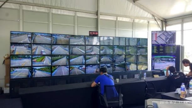 Hoireca's CCTV display matrix and race monitoring control room at Toyota Gazoo Racing